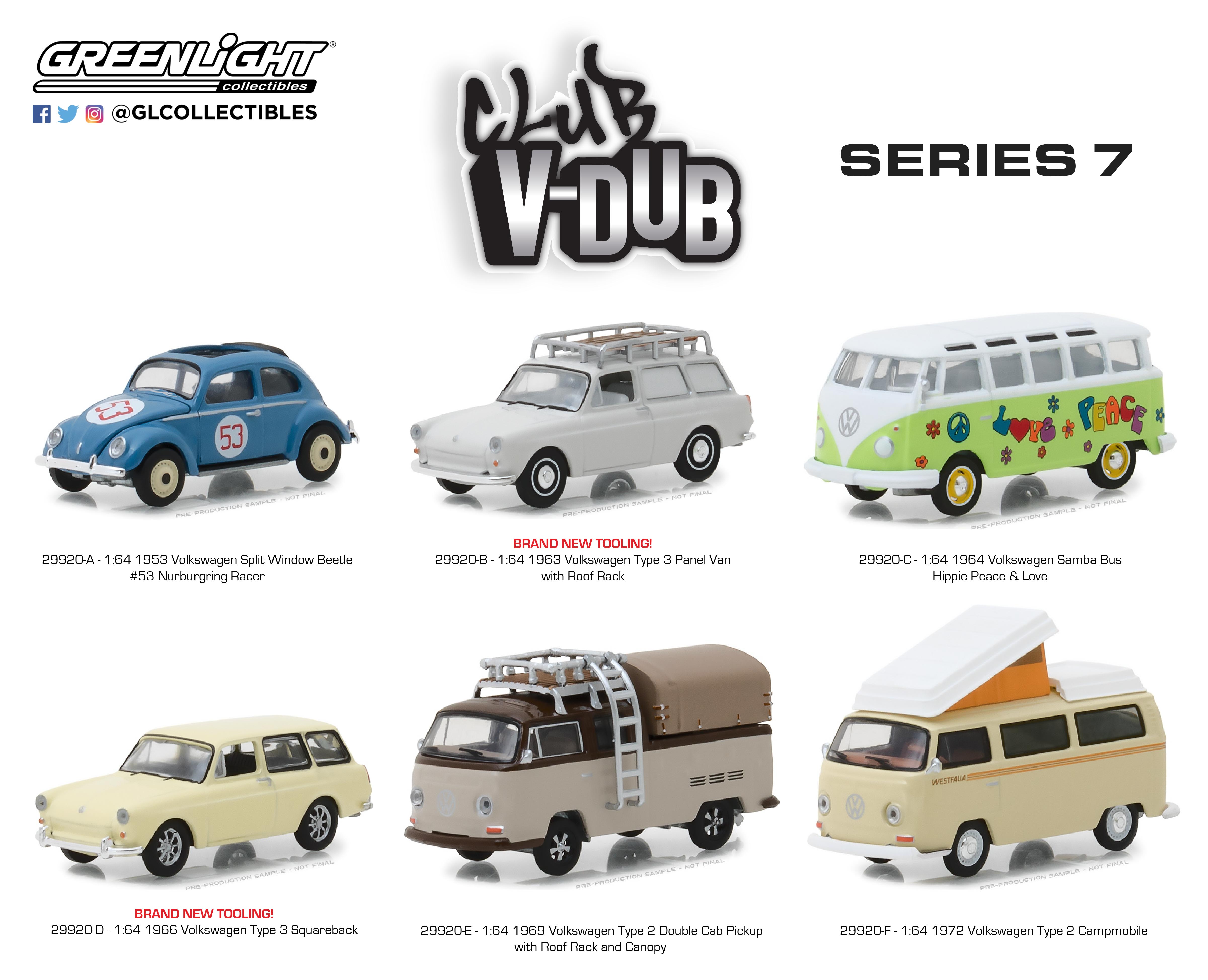 Greenlight 1//64 Club V-Dub Series 7-1963 Volkswagen Type 3 Squareback Panel Van 1:64 Scale Die-Cast Vehicle Die Cast