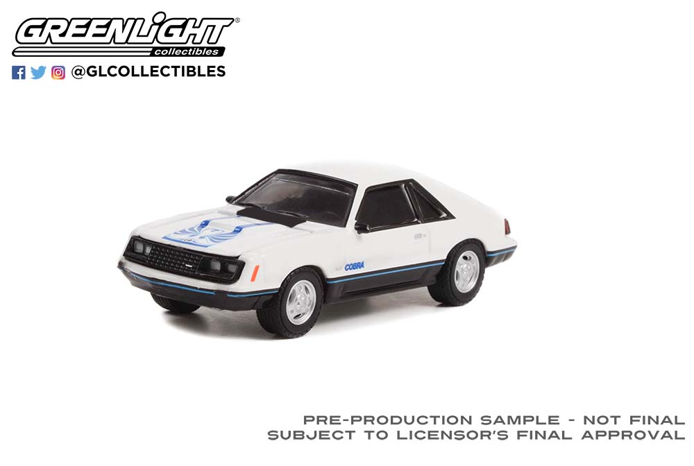 PRE-ORDER 1:64 Hot Hatches Series 2 – 1979 Ford Mustang Cobra – White and Medium Blue Glow